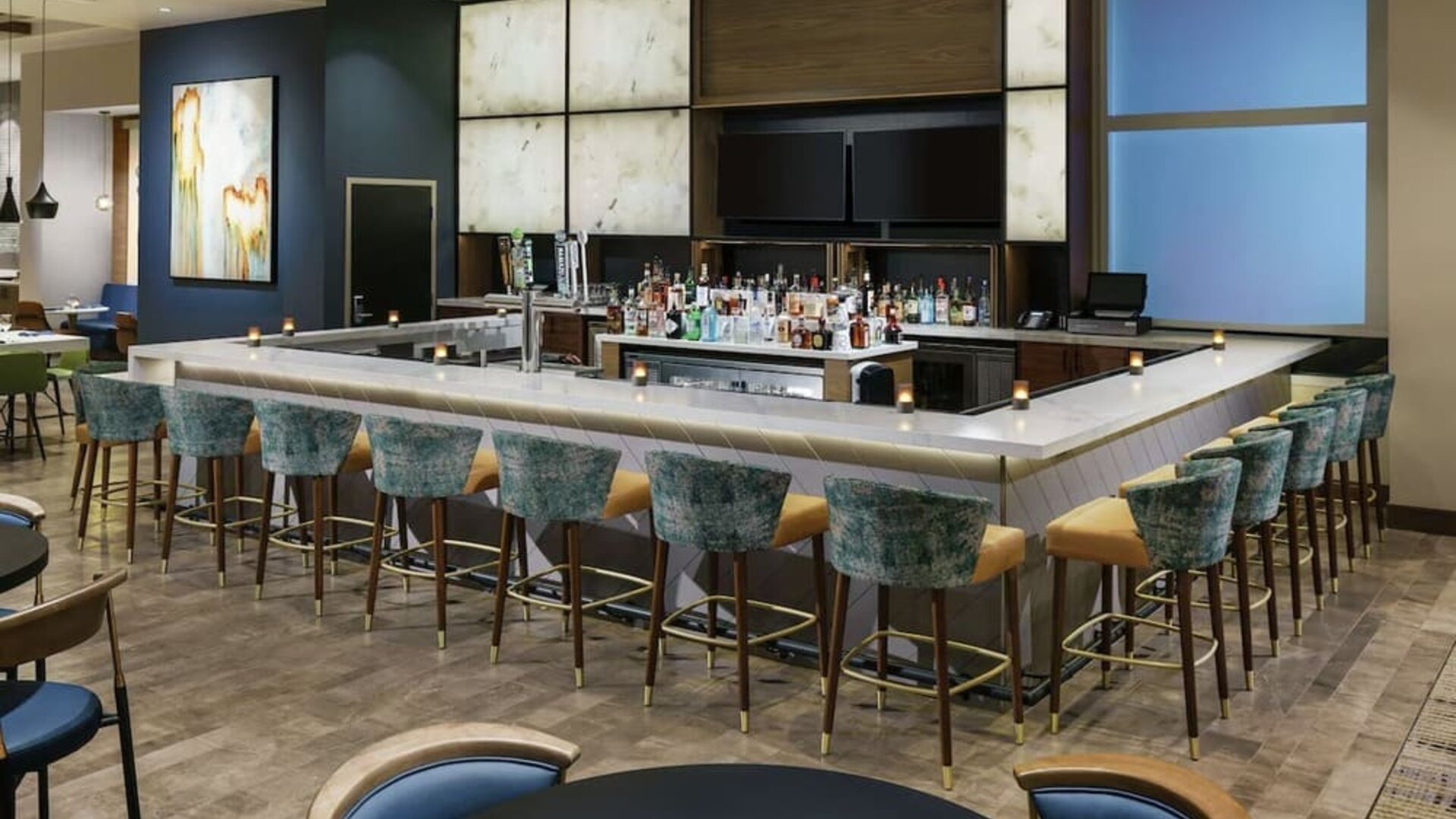On-site bar and lounge area at Hilton Garden Inn Sunnyvale.