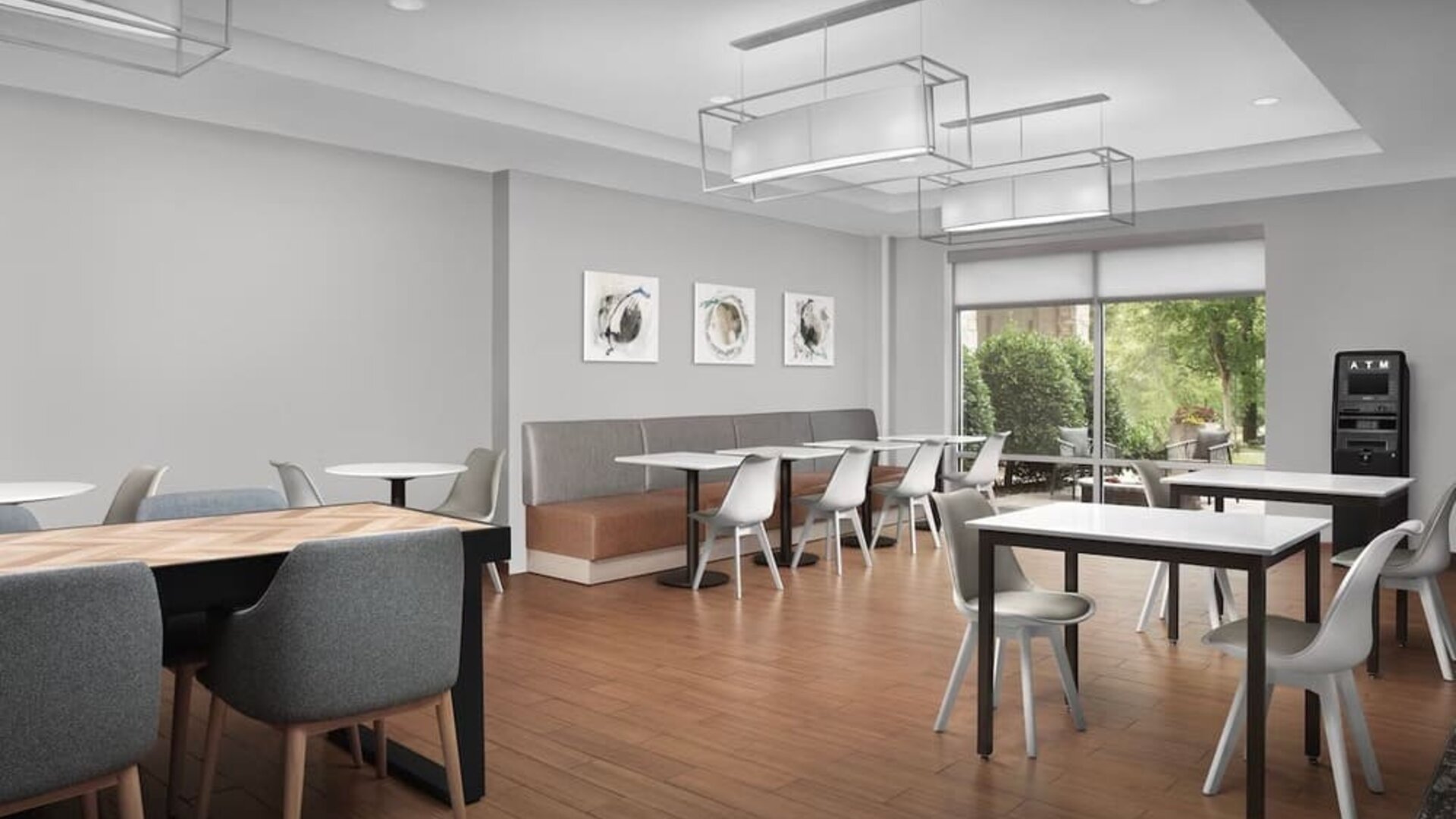 Dining area perfect for coworking at TownePlace Suites Franklin Cool Springs.