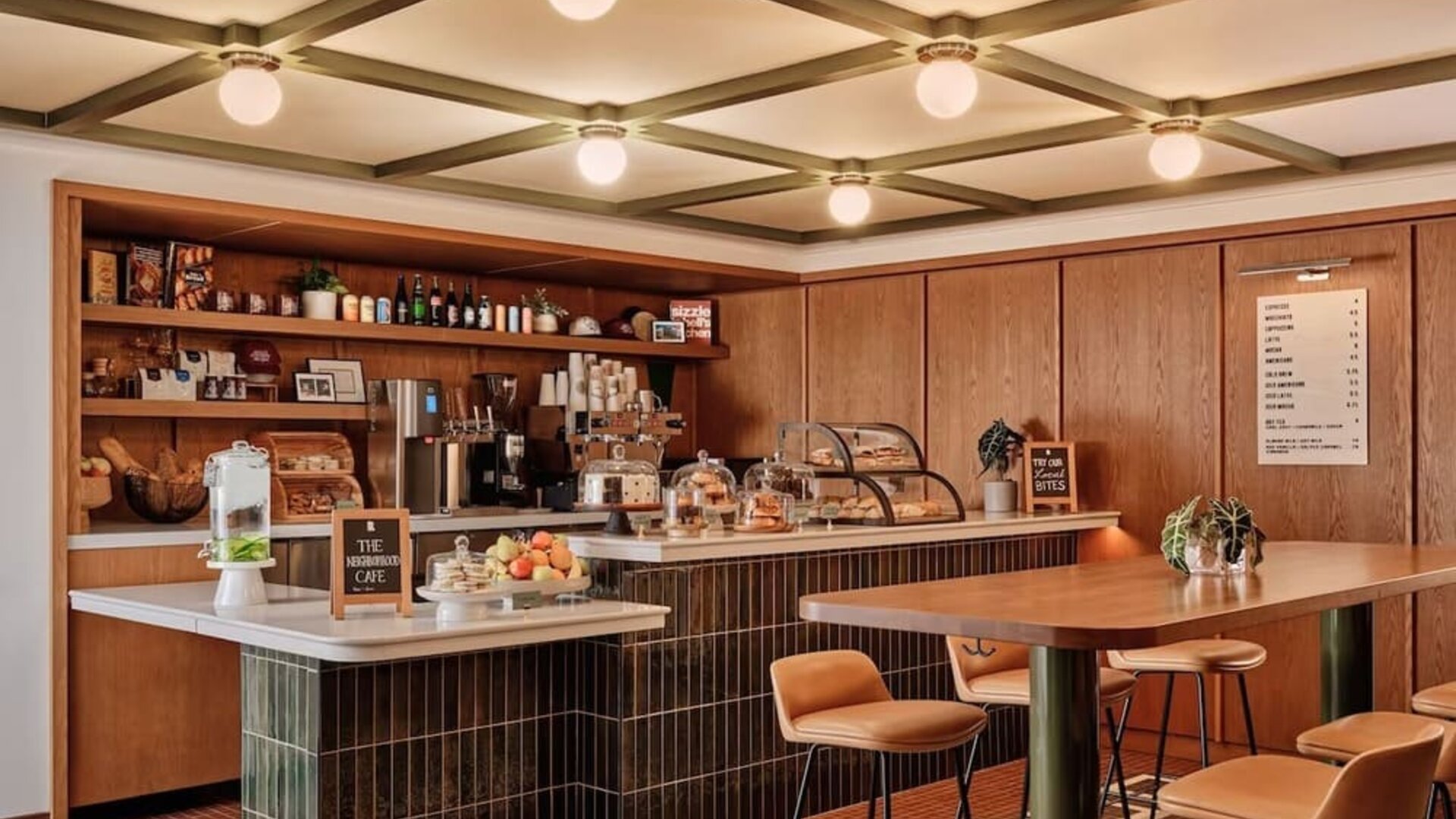 Hotel's coffee shop perfect for coworking at Romer Hell's Kitchen.