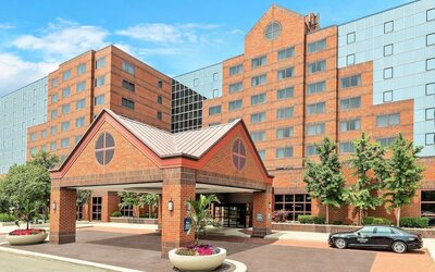 Entrance at Hilton Short Hills.