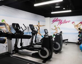 Fitness center available at Hotel Studio Allston.