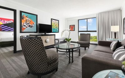 Day use room with living area at Hotel Studio Allston.