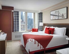 Day use room with city views at Hilton Garden Inn New York/West 35th Street.

