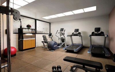 Fitness center at Hilton New York Fashion District.