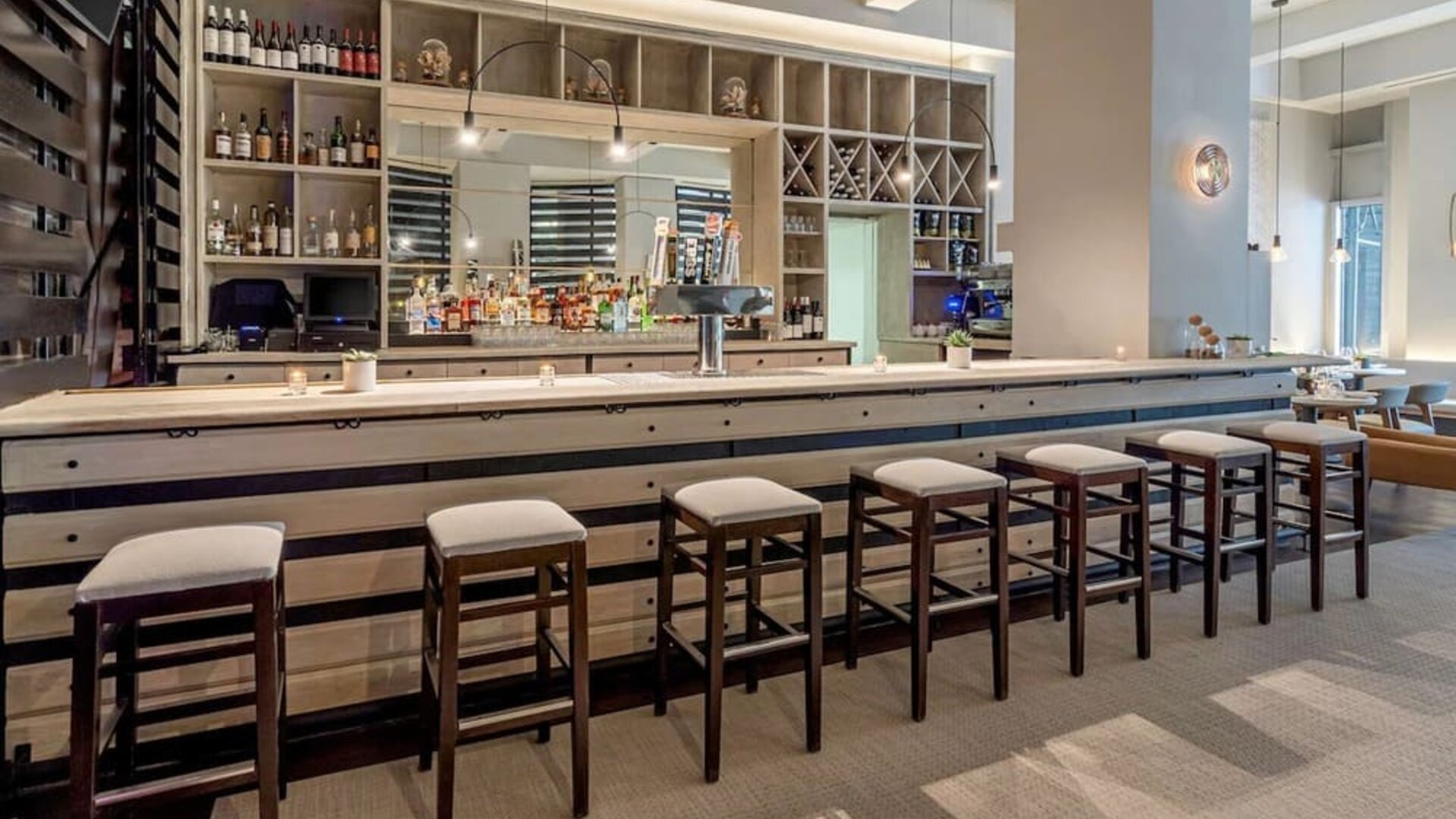 Hotel bar at Hilton New York Fashion District.