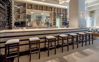 Hotel bar at Hilton New York Fashion District.