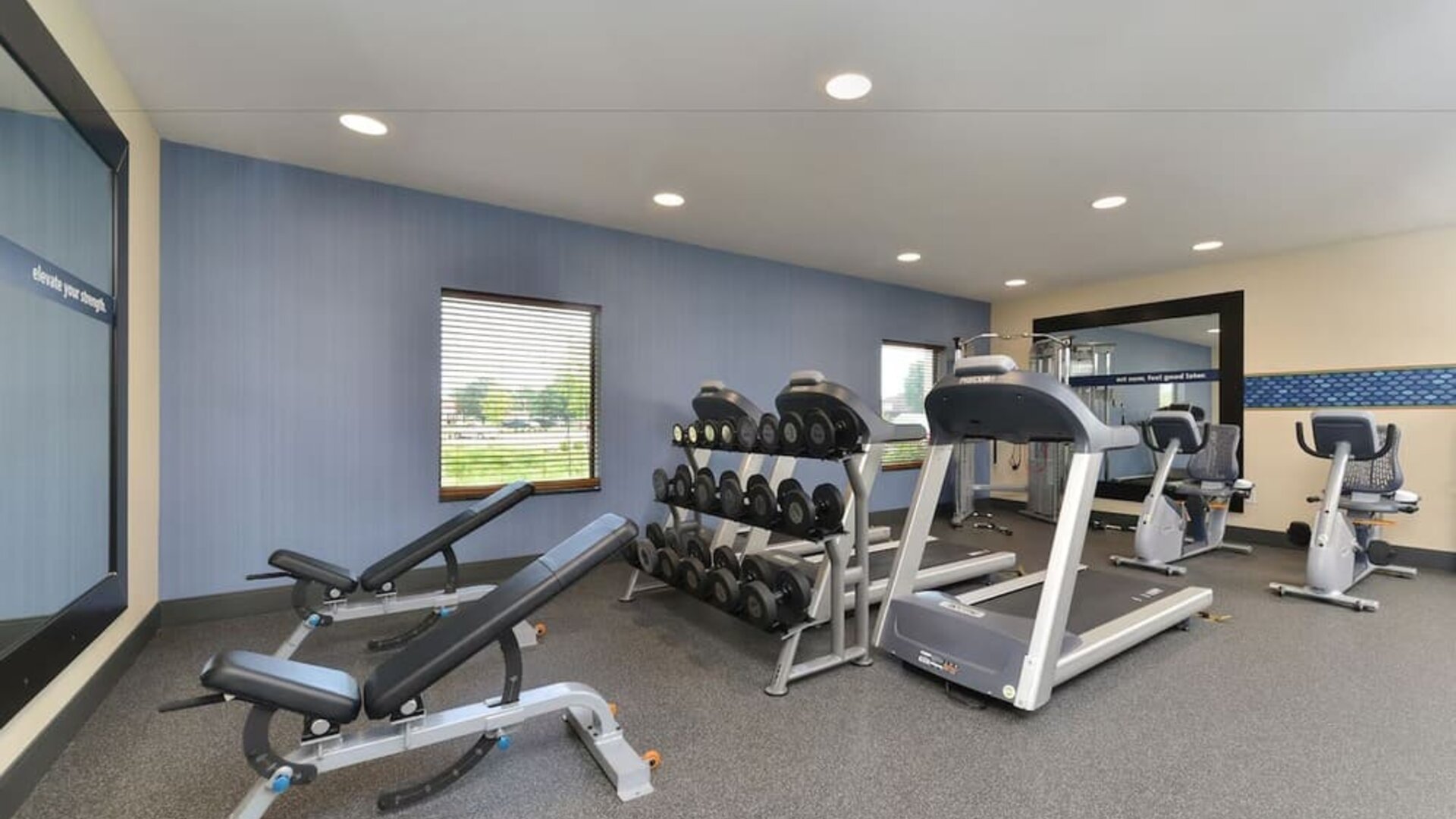 Well equipped fitness center at Hampton Inn Iowa City/University Area.
