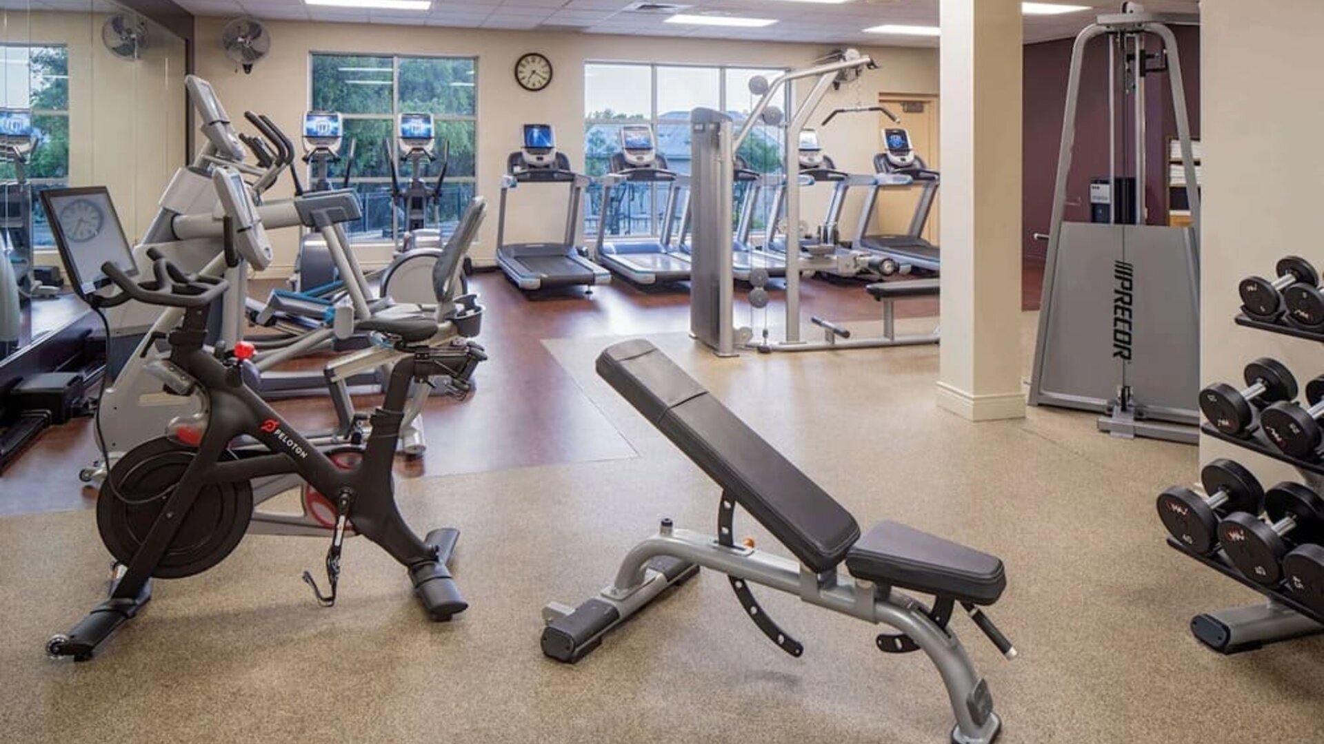 Fitness center at Hilton San Antonio Hill Country.