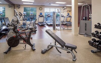 Fitness center at Hilton San Antonio Hill Country.