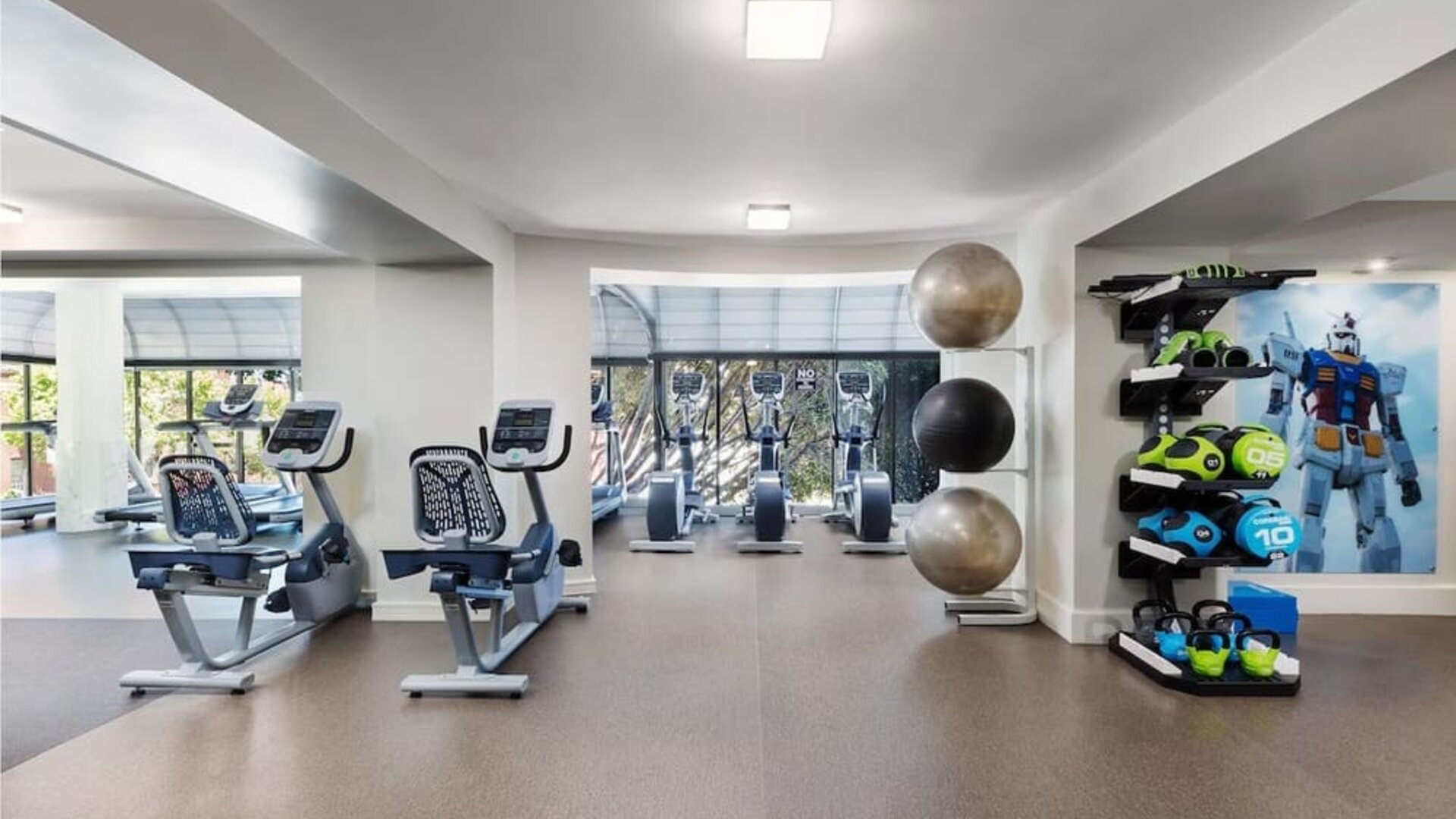 Fully equipped fitness center at Stanford Court San Francisco.