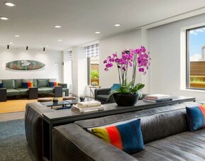 Lobby lounge seating and workspace at Stanford Court San Francisco.