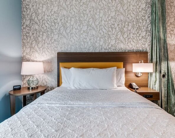 King bed at Home2 Suites By Hilton Dallas Medical District Lovefield.