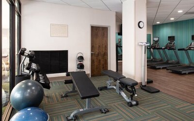 Well equipped fitness center at Holiday Inn Express Towson Baltimore North.
