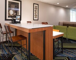 Lobby workspace at Holiday Inn Express Towson Baltimore North.