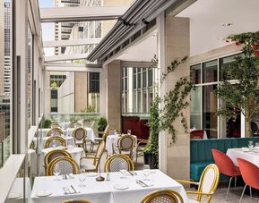 Terrace dining area at DoubleTree By Hilton New York Midtown Fifth Ave.