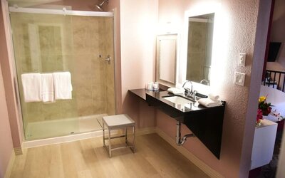 Guest bathroom at Cove Haven Resort.