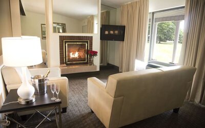 Fire place at Cove Haven Resort.