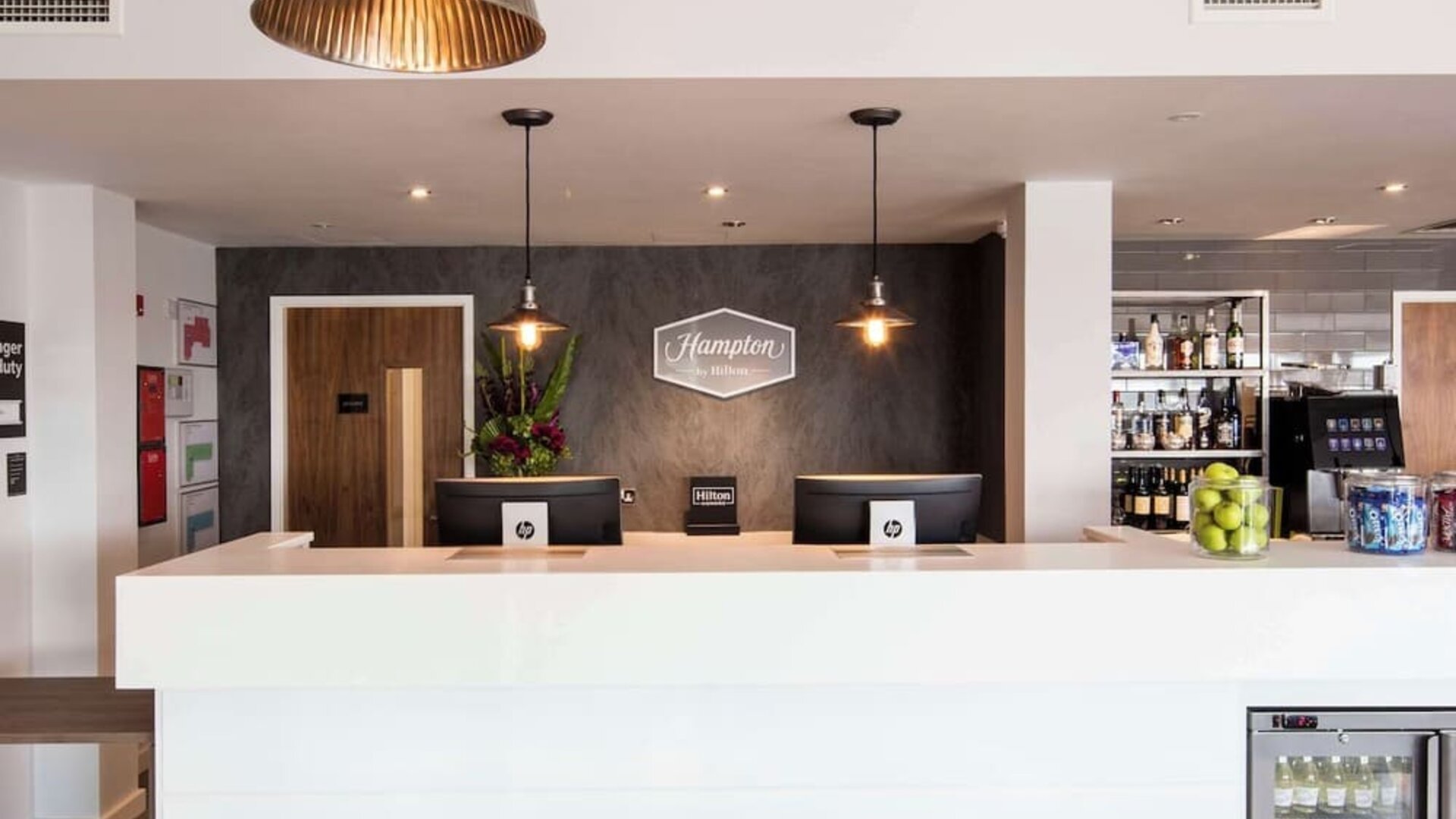 Reception desk at Hampton By Hilton Humberside Airport.