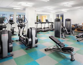 Fully equipped fitness center at Element Miami International Airport.