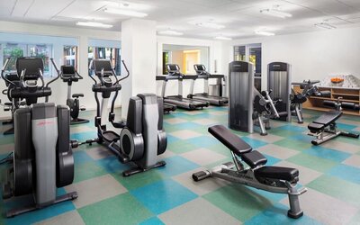 Fully equipped fitness center at Element Miami International Airport.