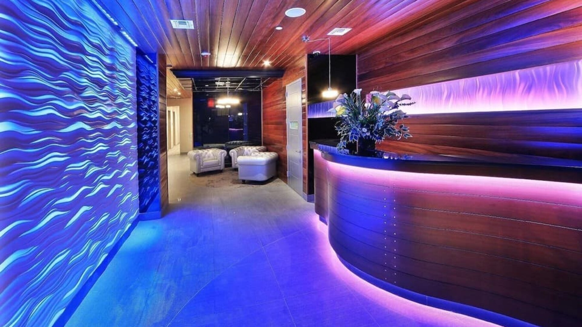 Hotel reception at Aura Hotel Brooklyn.