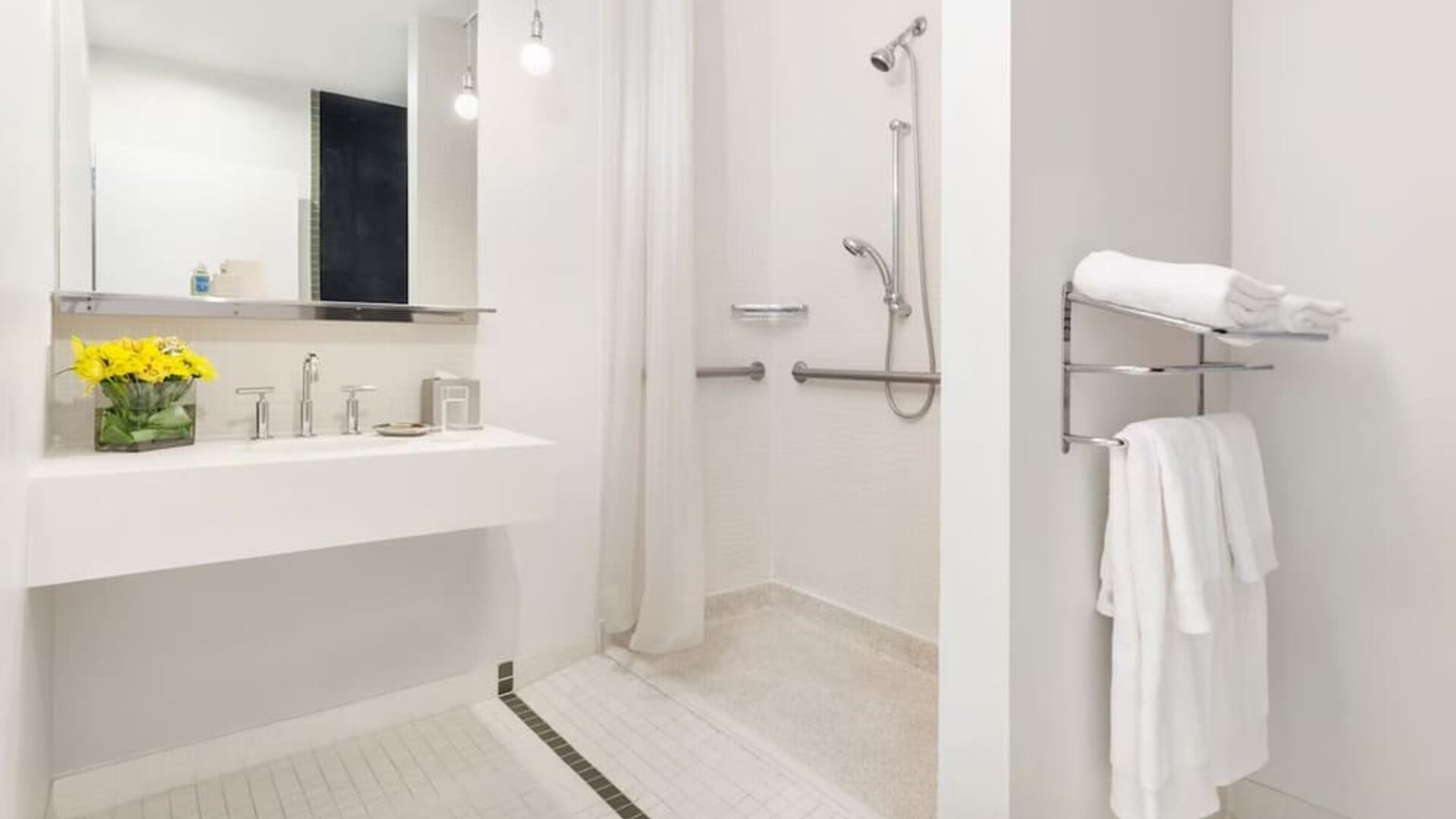 Private guest bathroom with shower at Nu Hotel - Brooklyn.