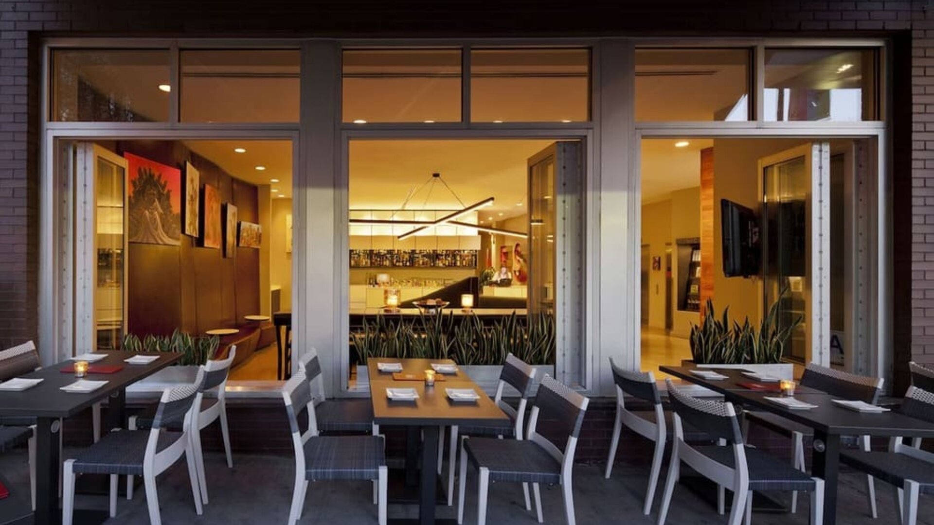 Outdoor dining area at Nu Hotel - Brooklyn.