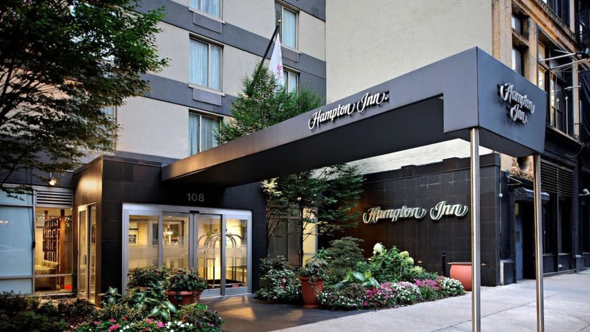 Hotel entrance at Hampton Inn Manhattan Chelsea.