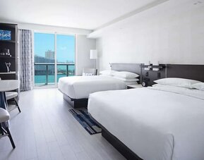 Day use twin room with balcony, work desk and private bathroom at Hyatt Centric Brickell Miami.
