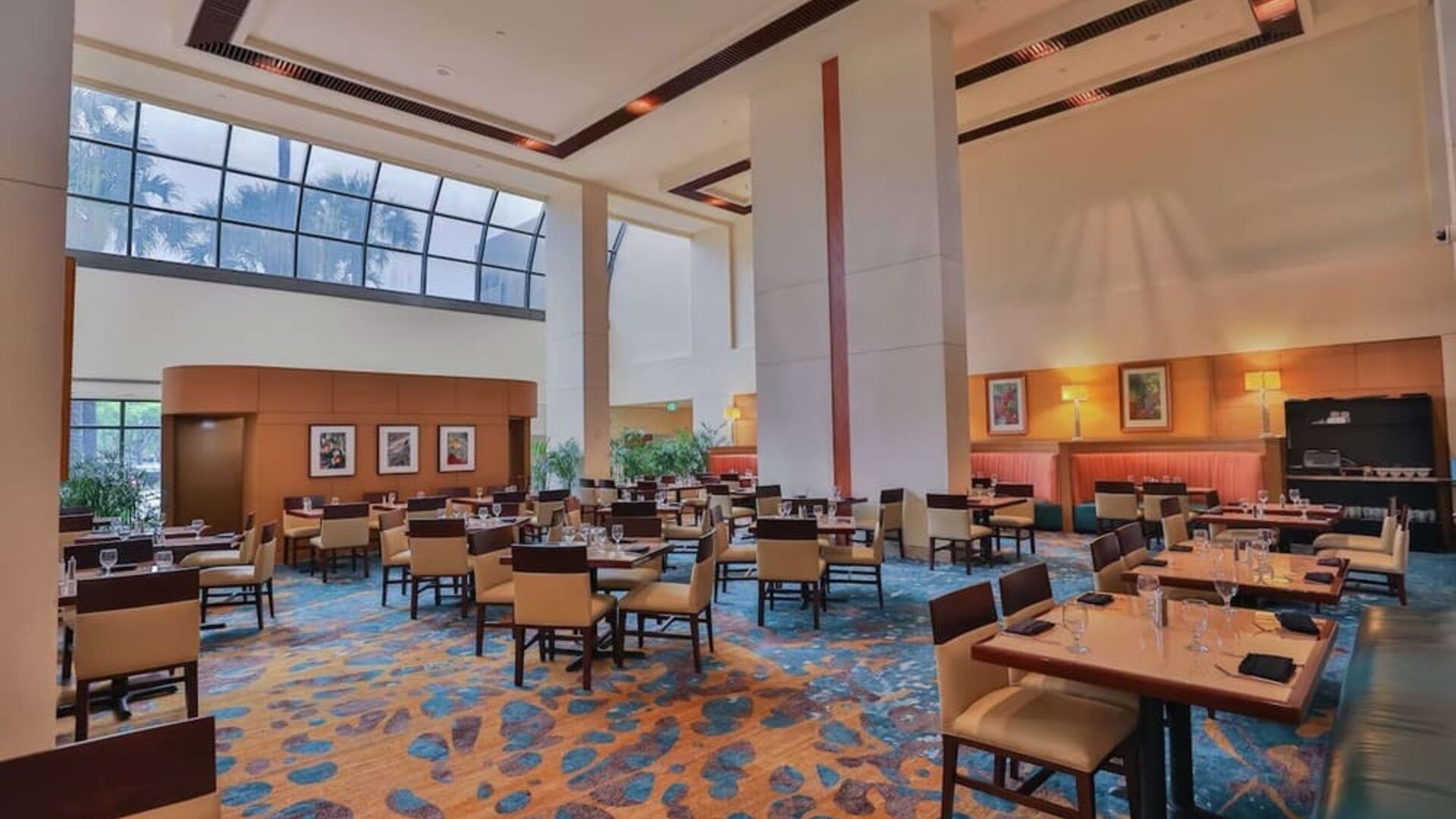 On-site restaurant at Hilton Miami Airport Blue Lagoon.