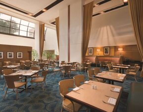 On-site hotel restaurant at Hilton Miami Airport Blue Lagoon.