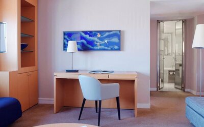 Day use room at Sheraton Paris Charles De Gaulle Airport Hotel.