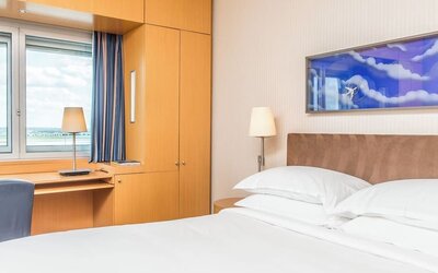 Day use room at Sheraton Paris Charles De Gaulle Airport Hotel.