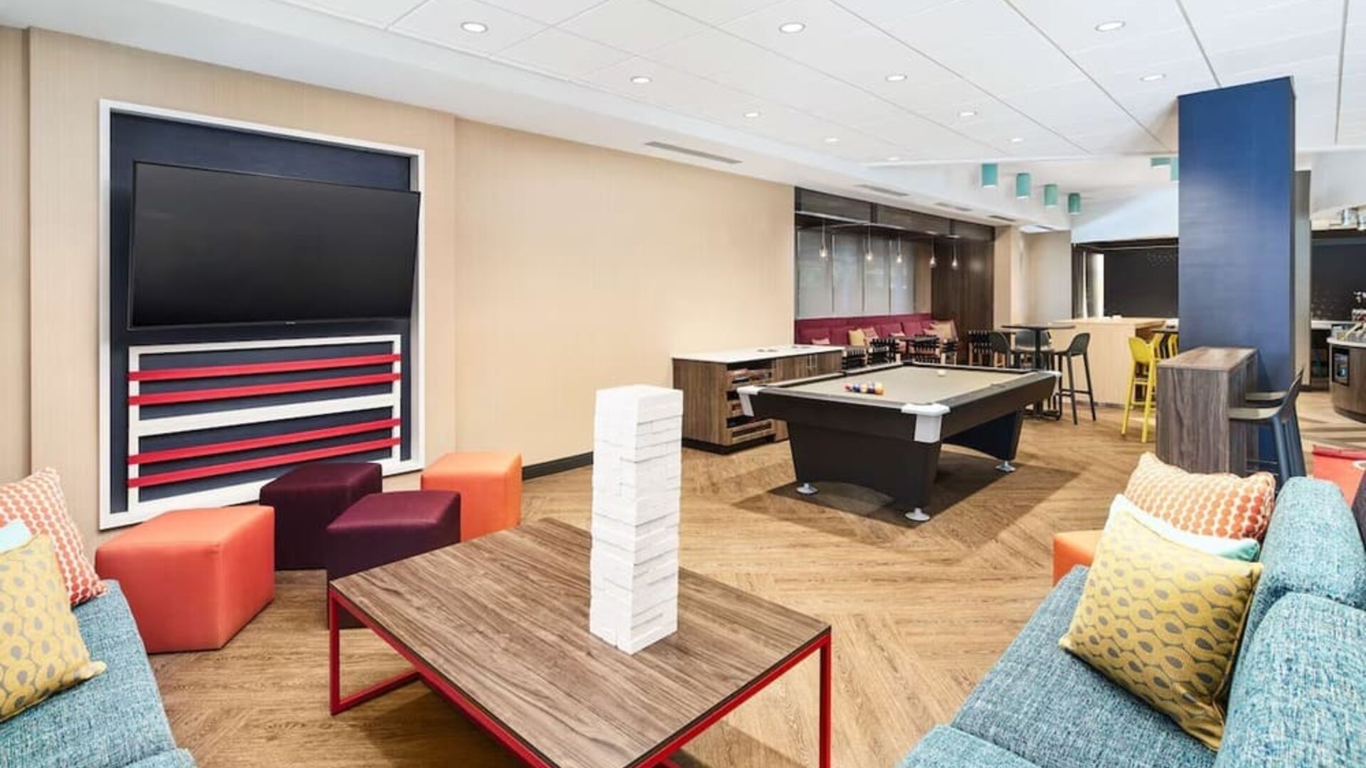 Lounge and coworking space at Tru By Hilton Ft. Lauderdale Airport.