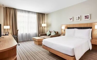 Day use room at Hilton Garden Inn Bengaluru Whitefield.