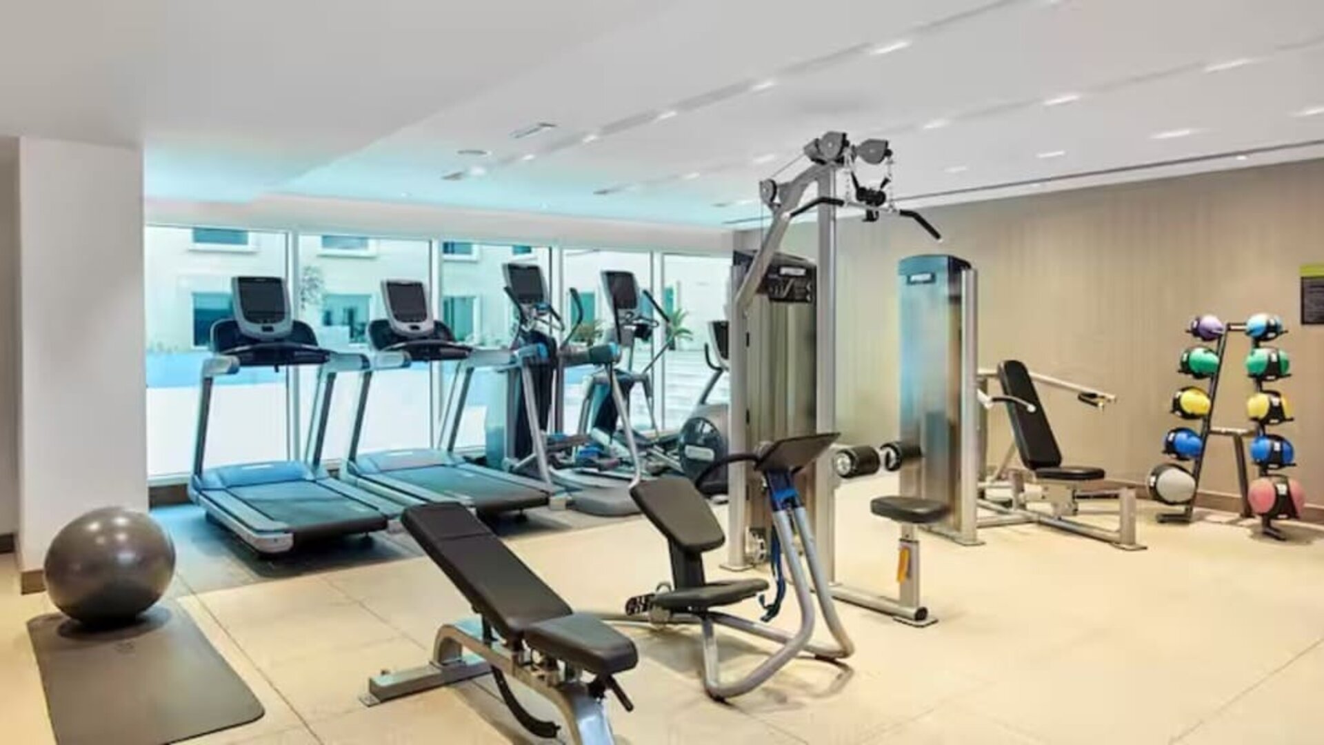 Fitness center at Hilton Garden Inn Bengaluru Whitefield.
