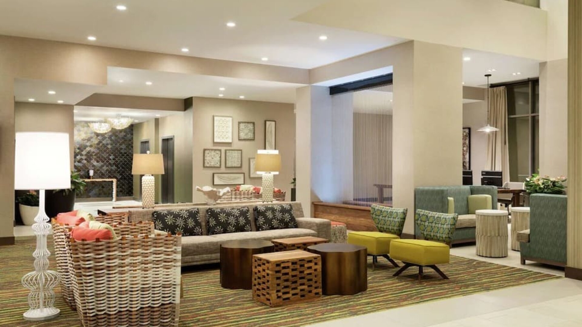 Coworking lounge at Embassy Suites By Hilton Oahu Kapolei.