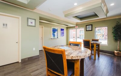 Lobby seating at Express Inn Gulf Bank.