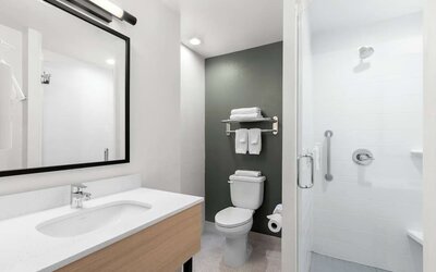 Guest bathroom with shower at Spark By Hilton Fountain Hills Scottsdale.