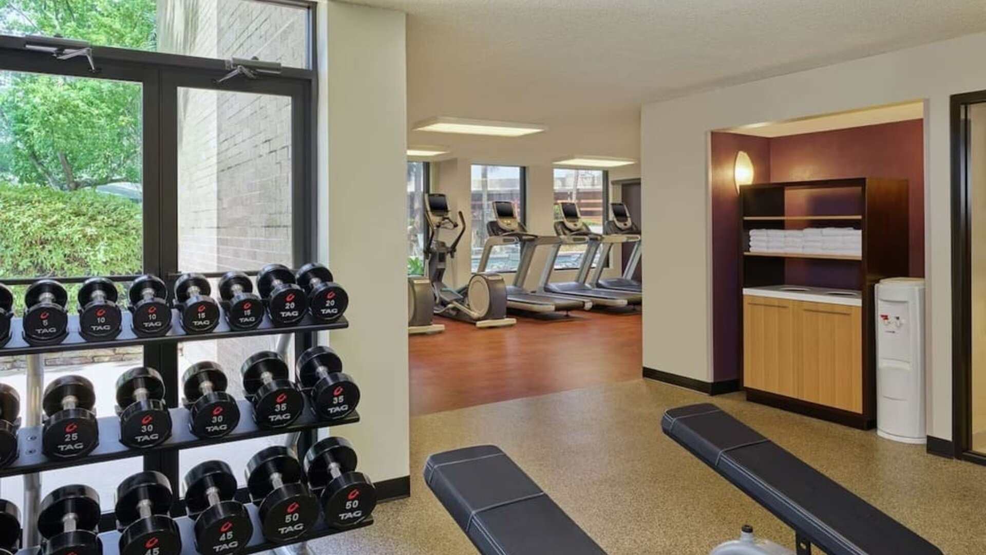 Fitness center at DoubleTree By Hilton Houston Intercontinental Airport.