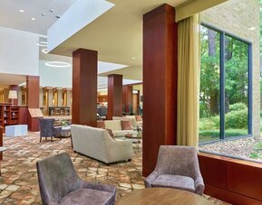Coworking lounge at DoubleTree By Hilton Houston Intercontinental Airport.