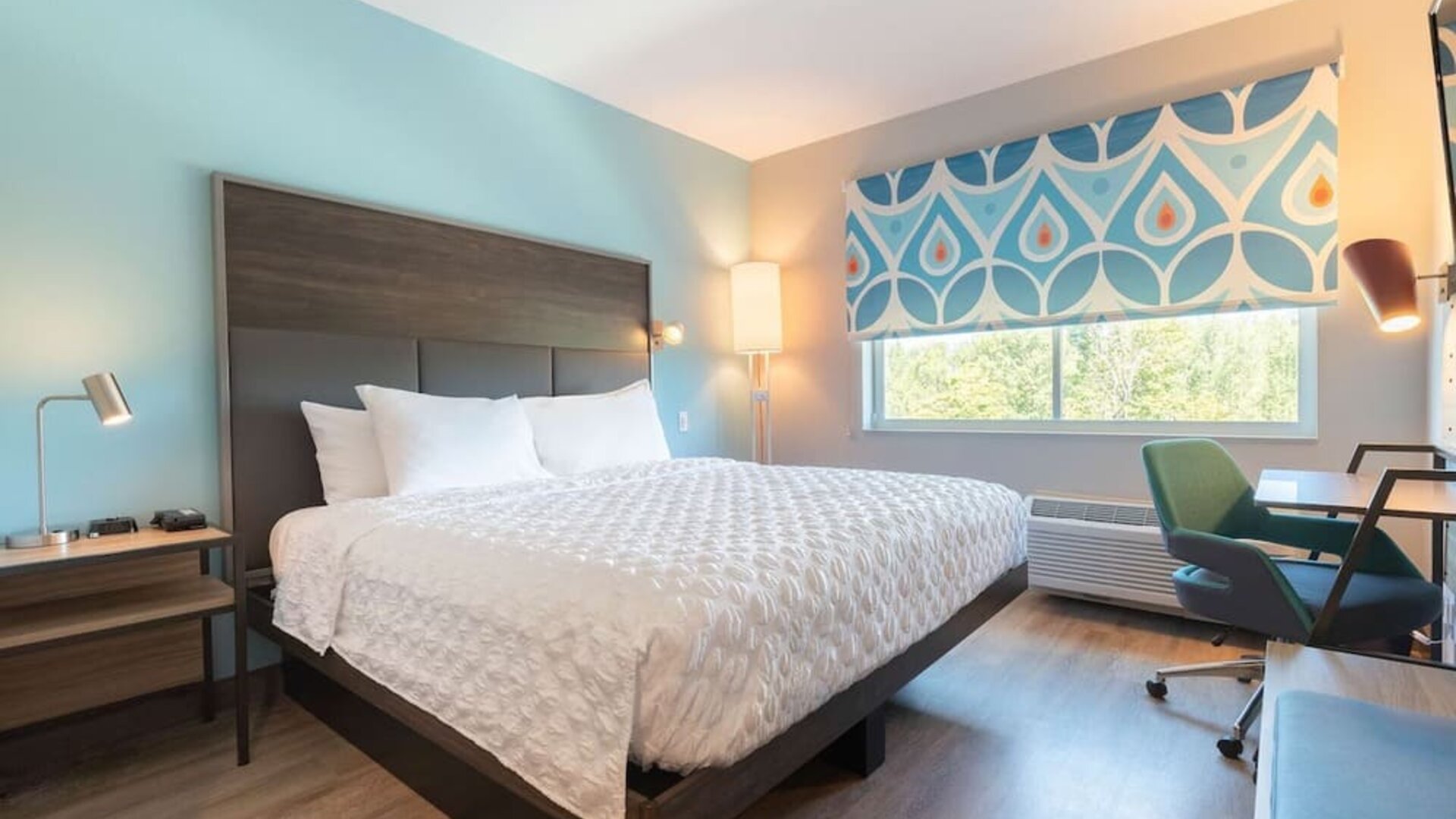 Day use room with TV and work desk at Tru By Hilton Eugene.