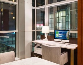 Work desk at The Inn At Penn, A Hilton Hotel.