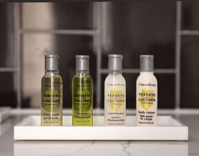Hotel toiletries at Hilton Garden Inn Paris Orly Airport.