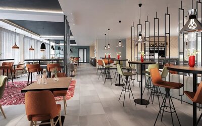 Hotel bar and lounge at Hilton Garden Inn Paris Orly Airport.