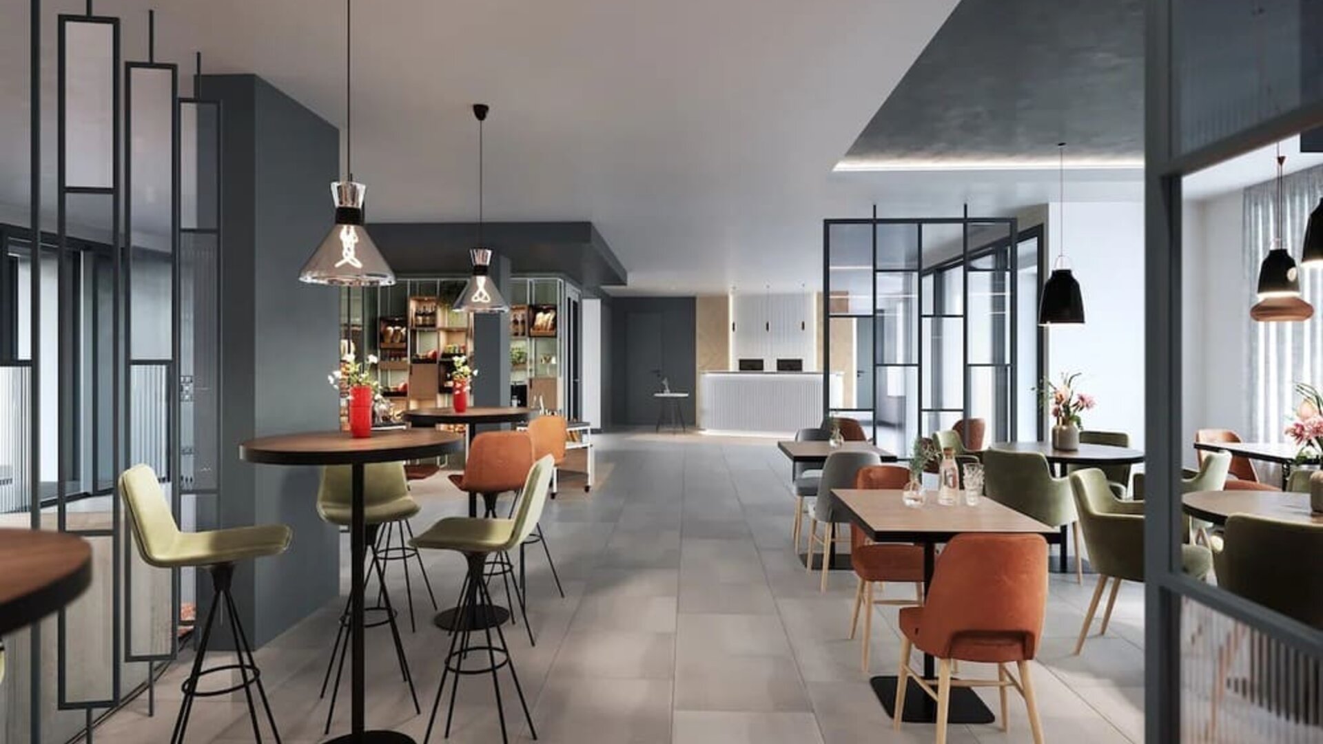 Hotel bar and lounge at Hilton Garden Inn Paris Orly Airport.