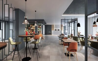 Hotel bar and lounge at Hilton Garden Inn Paris Orly Airport.