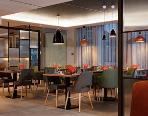 Hotel bar and lounge at Hilton Garden Inn Paris Orly Airport.