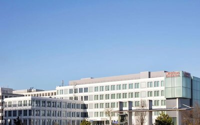 Hotel exterior at Hilton Garden Inn Paris Orly Airport.