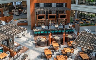 Lounge and coworking space at Embassy Suites By Hilton Washington DC Georgetown.